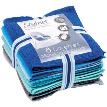 Stylnet Lot 8 lavettes microfibre bouclée 30 x 30 cm