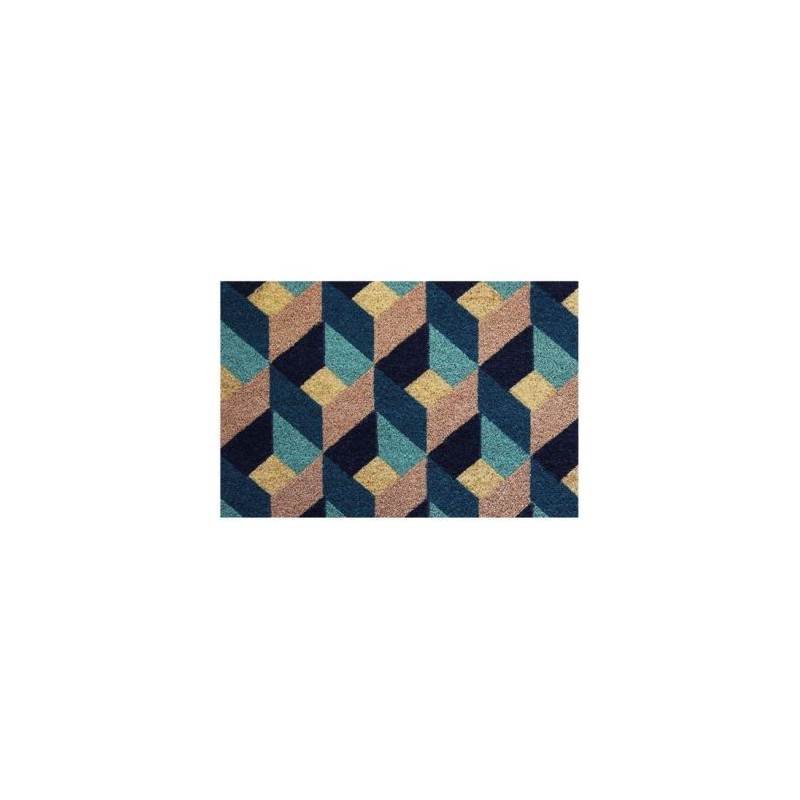 IDMAT Tapis coco blanchil sur semelle latex 40x60cm géométrie
