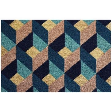 IDMAT Tapis coco blanchil sur semelle latex 40x60cm géométrie