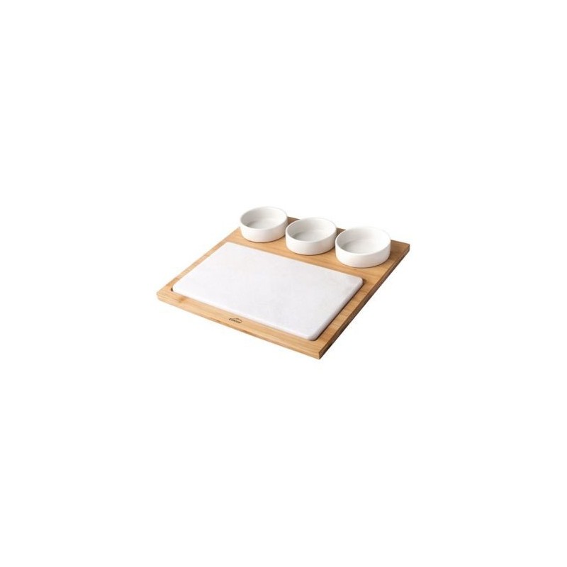 Lacor Set plateau marbre + 3 bols + support