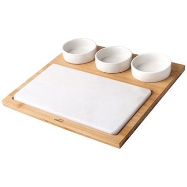 Lacor Set plateau marbre + 3 bols + support