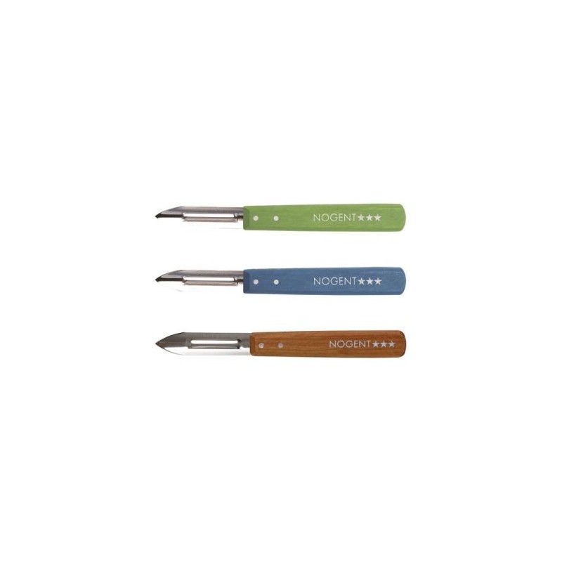 Nogent Boîte 20 éplucheurs 2 tranchants Vert Olive / Bleu Paon / Cerisier des Bois
