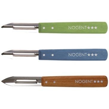 Nogent Boîte 20 éplucheurs 2 tranchants Vert Olive / Bleu Paon / Cerisier des Bois