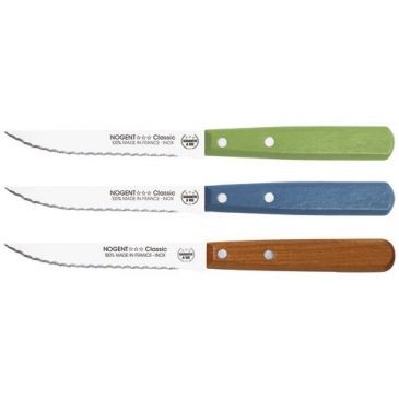 Nogent Boîte 20 couteaux à steak 11 cm Vert / Bleu / Cerisier - Classic Bois