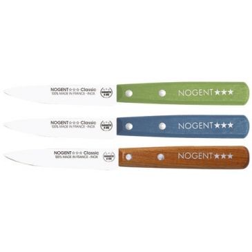 Nogent Boîte 20 couteaux Office 9 cm Vert / Bleu / Cerisier - Classic Bois