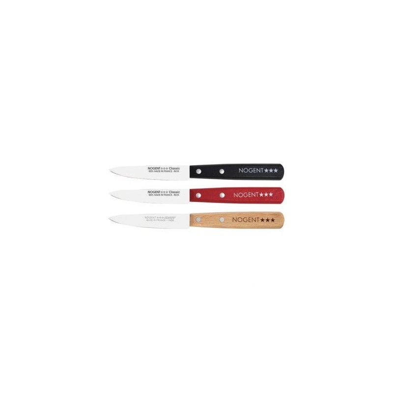 Nogent Boîte 20 couteaux Office 9 cm Noir / Rouge / Hêtre - Classic Bois