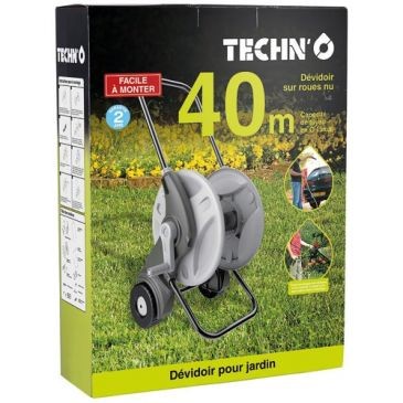 TECHN Dévidoir sur roues nu alu et plastique 40m