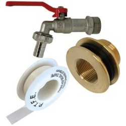 Raccord laiton pour cuve plastique + robinet puisage