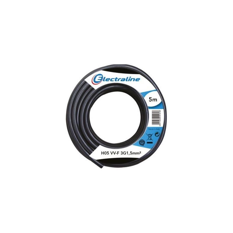 Electraline Câble H05vvf 3g1.5 5 m noir