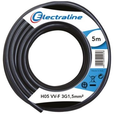 Electraline Câble H05vvf 3g1.5 5 m noir