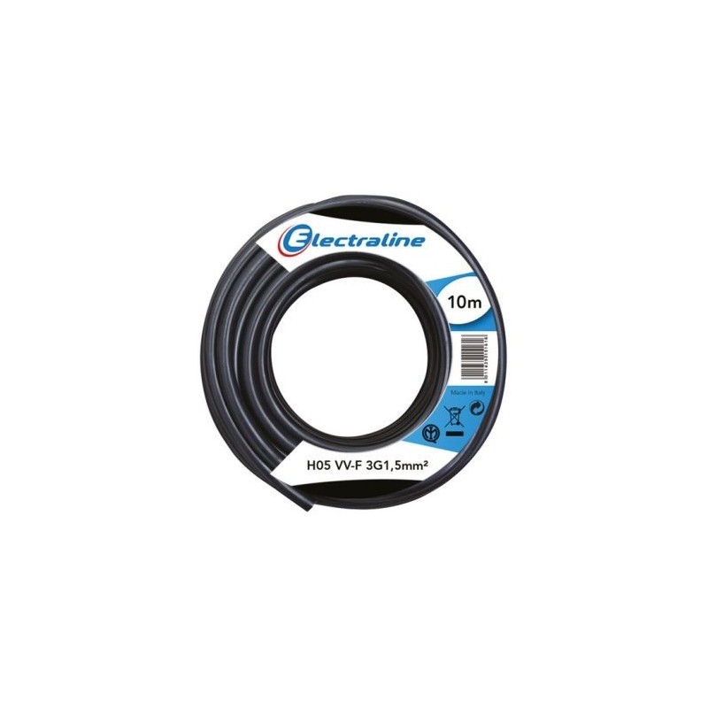 Electraline Câble H05VVF 3g1.5 10 m noir