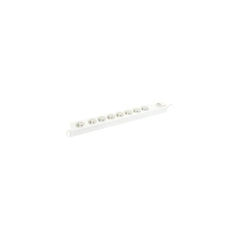 Profile Bloc 8 x 2 prises + terre 1.5 m blanc + interrupteur