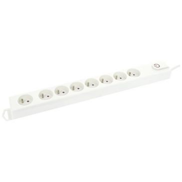 Profile Bloc 8 x 2 prises + terre 1.5 m blanc + interrupteur