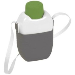 Gourde isotherme 1 L gris galet blanc bouchon vert matcha