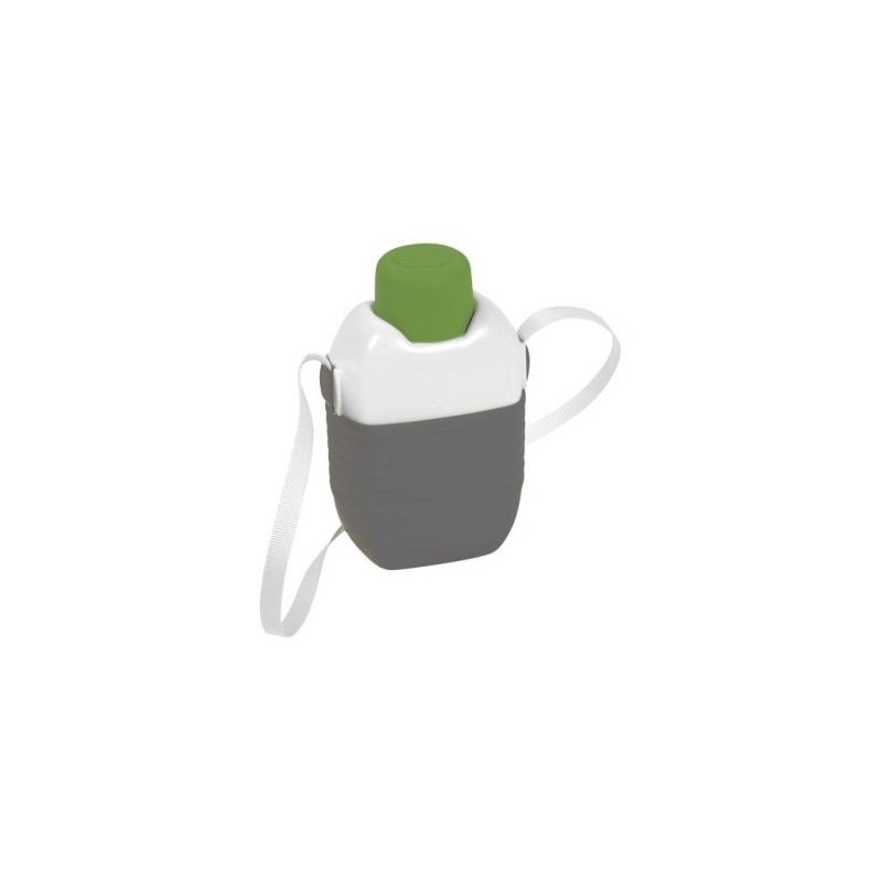 Eda Gourde isotherme 1 L gris galet blanc bouchon vert matcha