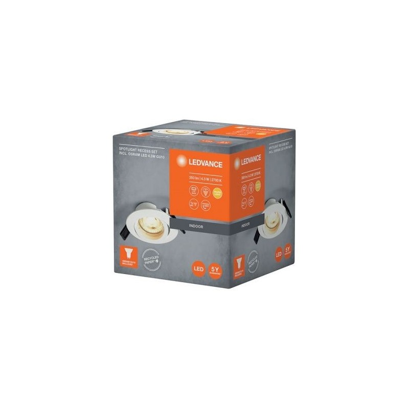 LEDVANCE Spot LED GU10 encastrable GU10 43 W blanc chaud