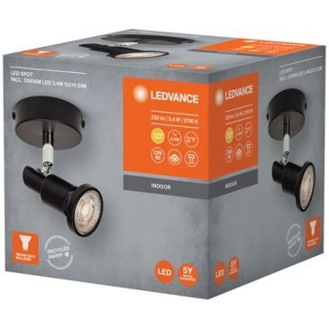 LEDVANCE Spot LED GU10 3 W chaud noir