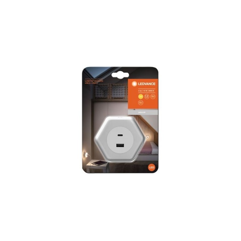 LEDVANCE Veilleuse Lunetta Hexagon prise usb blanc chaud