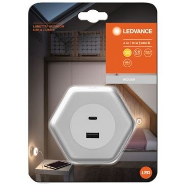 LEDVANCE Veilleuse Lunetta Hexagon prise usb blanc chaud