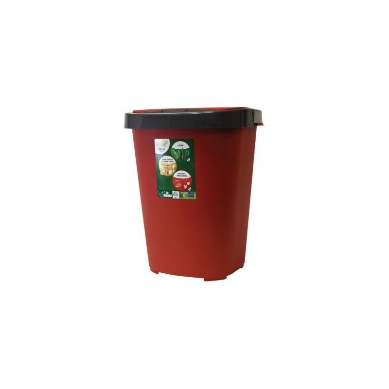 Eda Poubelle City push 40 L rouge rubis