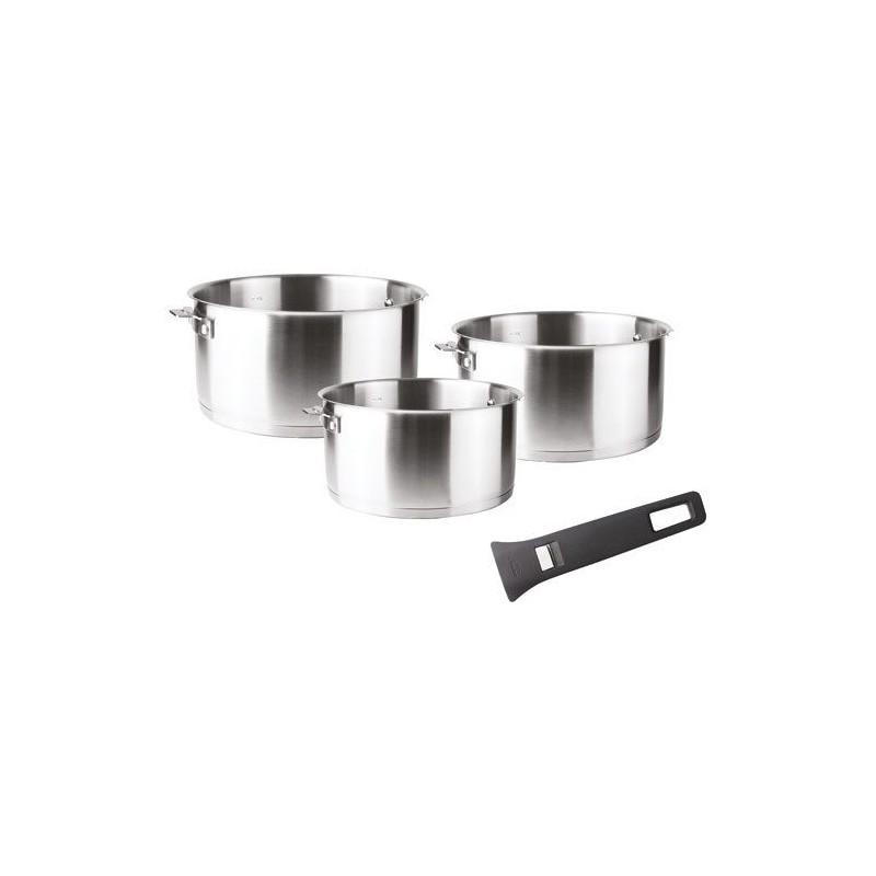 Lacor Set 3 casseroles inox 16 / 18 / 20 cm + poignée Noire - Combi