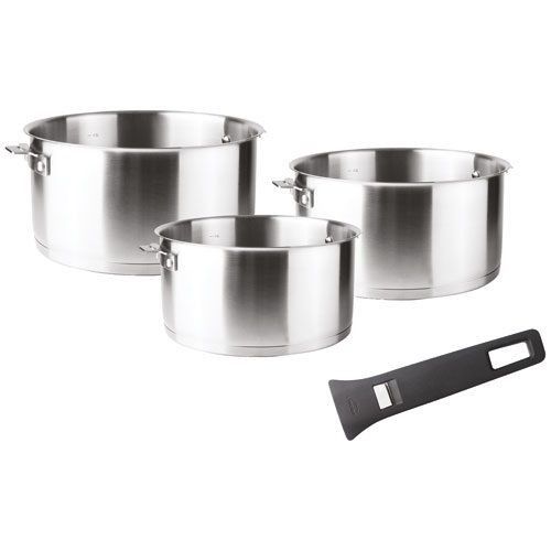 Lacor Set 3 casseroles inox 16 / 18 / 20 cm + poignée Noire - Combi