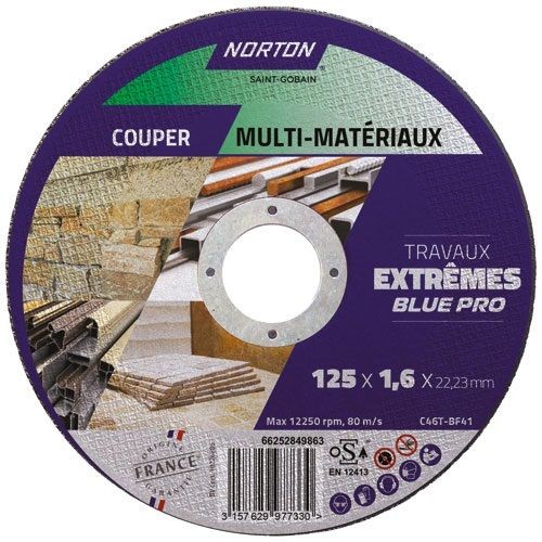 Norton Disque tronçonner plat fin extrême tous matér. 125x1.6x22.2