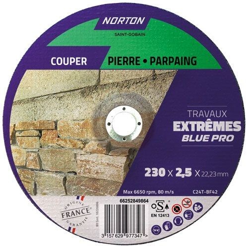 Norton Disque à tronçonner moyeu déporté extr. matériaux 230x2.5x22
