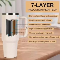 FranceBricoDeco Thermos en acier inoxydable avec poignée - 1,2L - Image 2