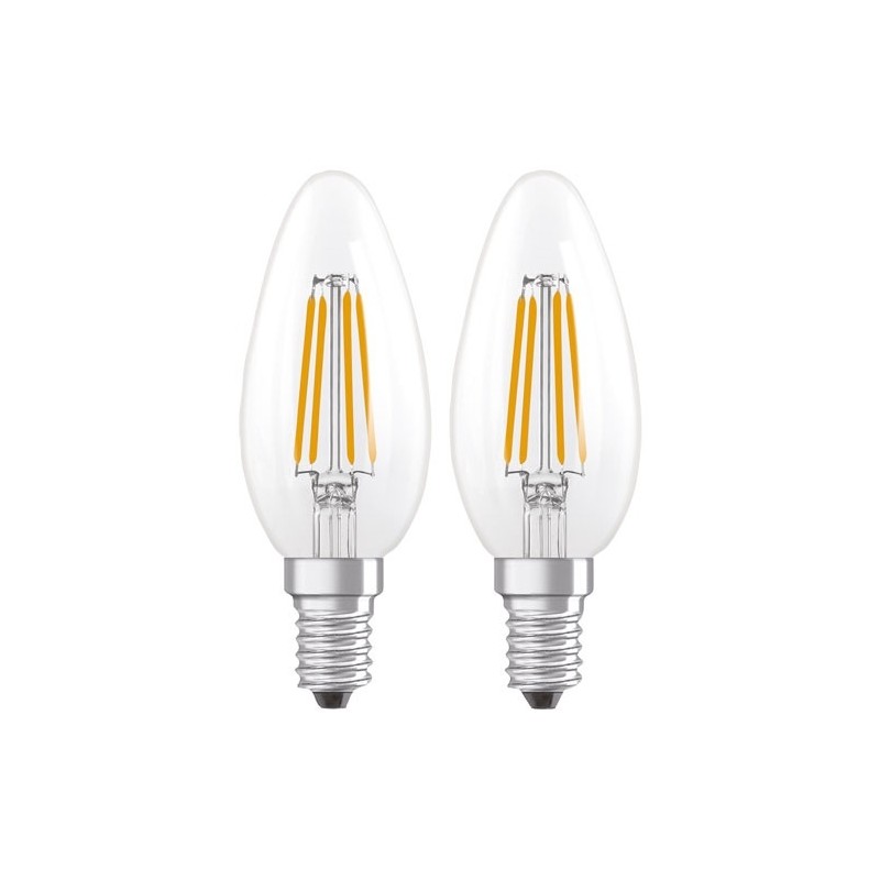 OSRAM Led flamme verre clair e14 3.4w 470lm chaud boite de 2