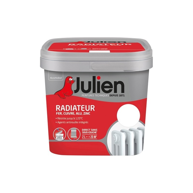Julien Peinture radiateur phase aqueuse 2 L Satin - Blanc