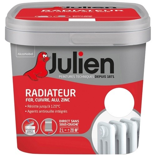 Julien Peinture radiateur phase aqueuse 2 L Satin - Blanc