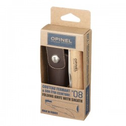 Opinel Couteau de poche fermant Hêtre Naturel - Tradition N°8 Inox + Etui Alpine - Image 3