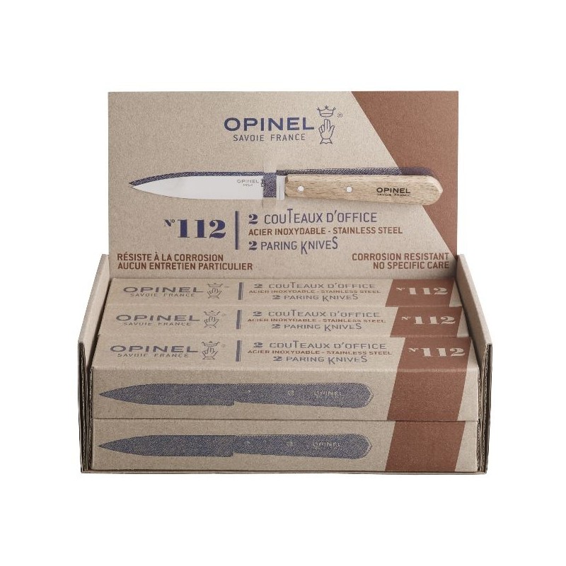 Opinel Display de 6 Boîtes de 2 couteaux office 10 cm Hêtre Naturel - N°112 *