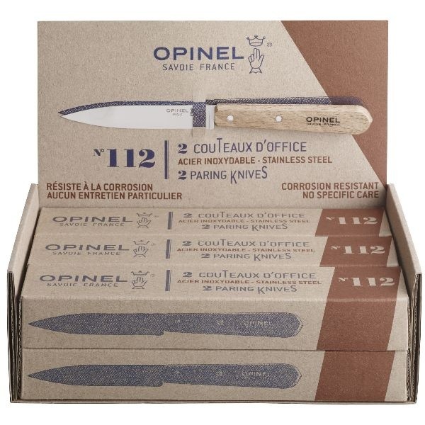 Opinel Display de 6 Boîtes de 2 couteaux office 10 cm Hêtre Naturel - N°112 *