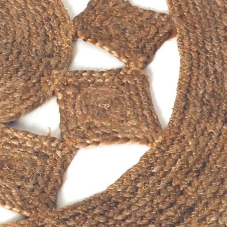 Tapis rond bohème ajouré en jute Naturel 80 cm