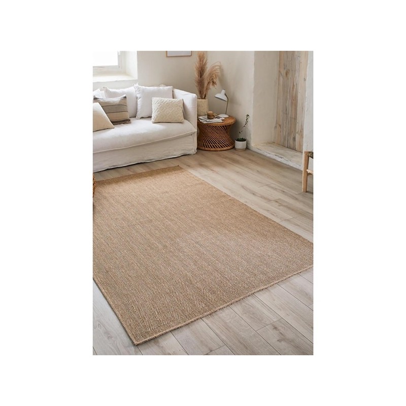 Dylrev Tapis intérieur extérieur effet jute naturel 160 x 230 cm Beige