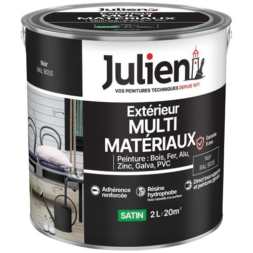 Julien Peinture 2 L Extérieur Multi-matériaux - Noir RAL9005