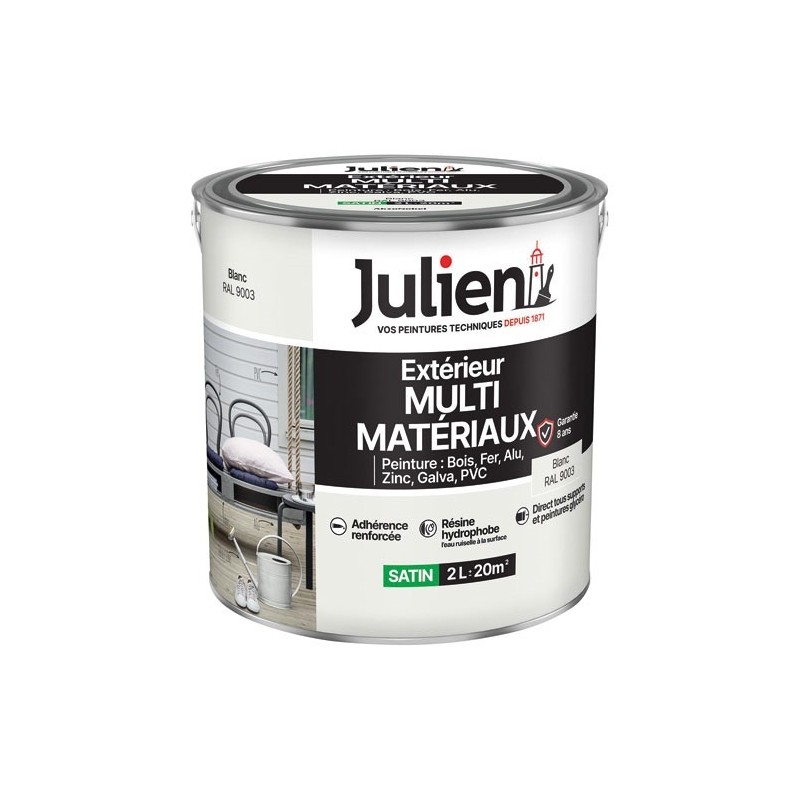 Julien Peinture 2 L Extérieur Multi-matériaux - Blanc RAL9003