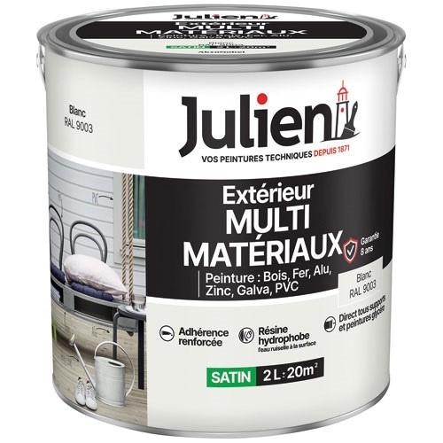 Julien Peinture 2 L Extérieur Multi-matériaux - Blanc RAL9003