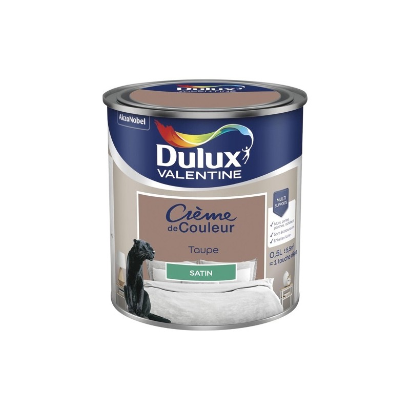 Dulux Valentine Peinture 0.5 L Crème de Couleur Satin - Taupe