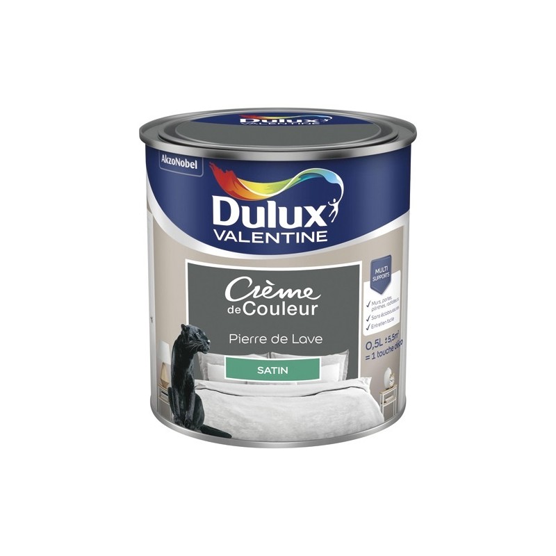 Dulux Valentine Peinture 0.5 L Crème de Couleur Satin - Pierre de Lave
