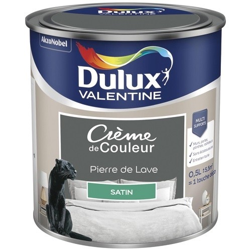 Dulux Valentine Peinture 0.5 L Crème de Couleur Satin - Pierre de Lave