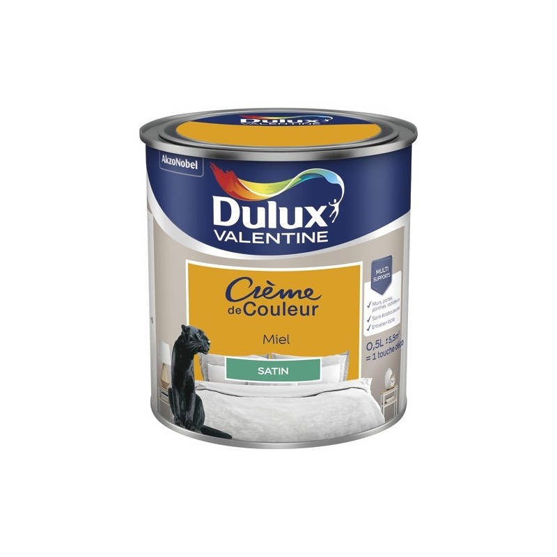 Dulux Valentine Peinture 0.5 L Crème de Couleur Satin - Miel
