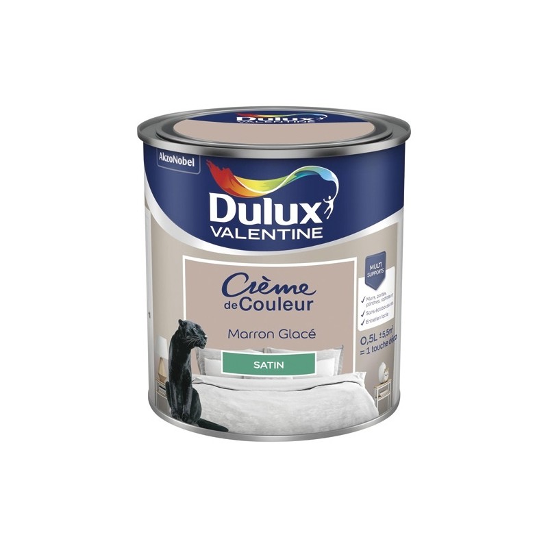 Dulux Valentine Peinture 0.5 L Crème de Couleur Satin - Marron Glacé