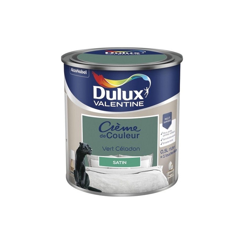 Dulux Valentine Peinture 0.5 L Crème de Couleur Satin - Vert Céladon