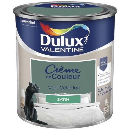 Dulux Valentine Peinture 0.5 L Crème de Couleur Satin - Vert Céladon