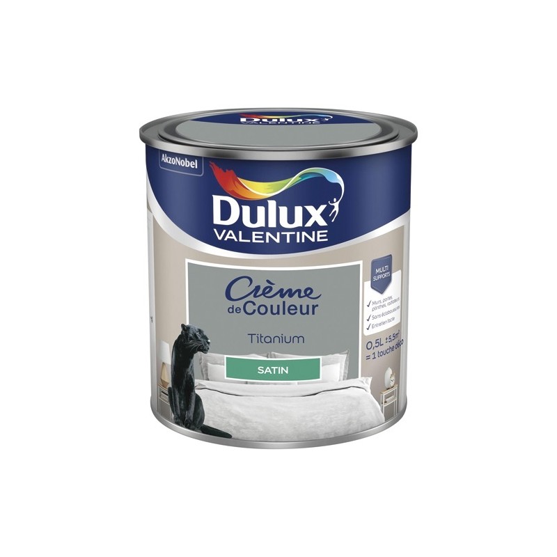 Dulux Valentine Peinture 0.5 L Crème de Couleur Satin - Titanium