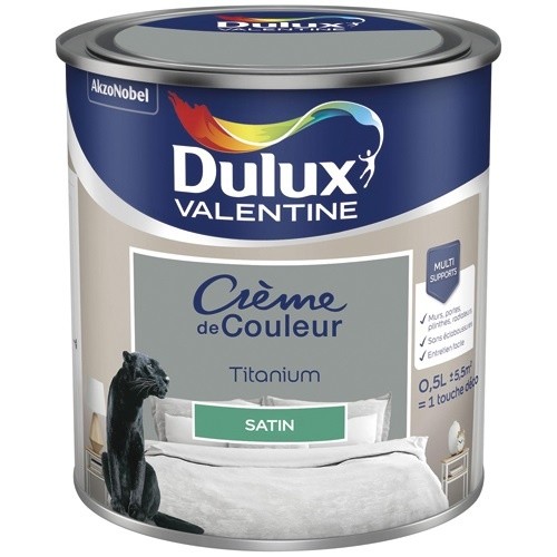 Dulux Valentine Peinture 0.5 L Crème de Couleur Satin - Titanium