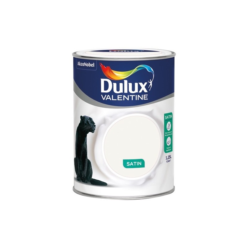Dulux Valentine Peinture 1.25 L Crème de Couleur Satin - Blanc